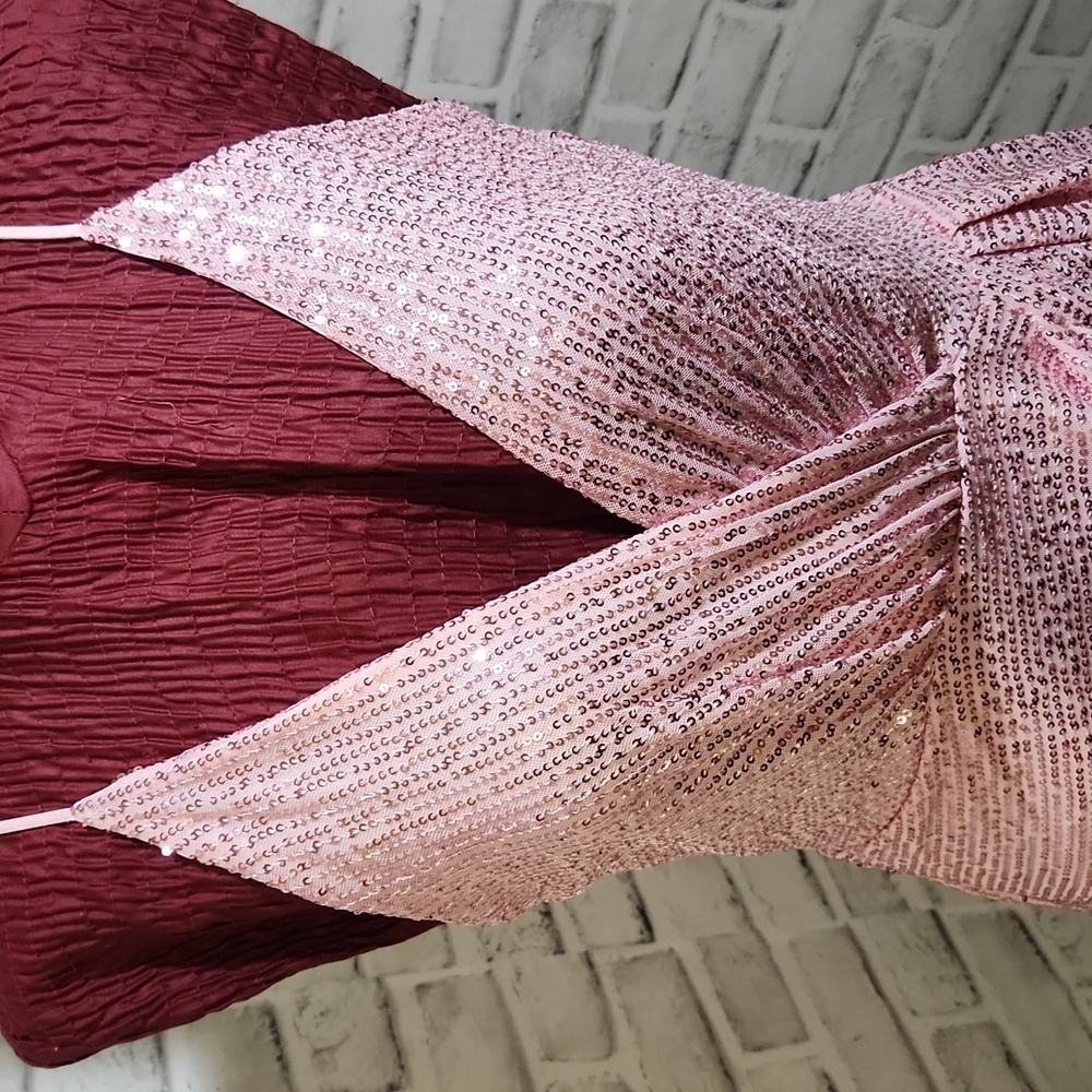 Double Crazy SZ L Pink Sequin Dress - Picture 4 of 10